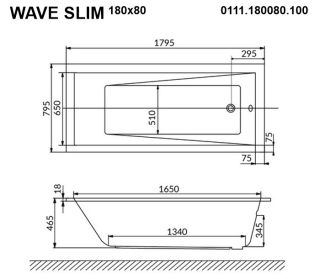 Гидромассажная ванна Whitecross Wave Slim 0111.180080.100.RELAX.BR 180x80см Relax бронза